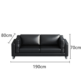 商务办公接待沙发黑色简约现代西皮木沙发洽淡会客区沙发三人组合