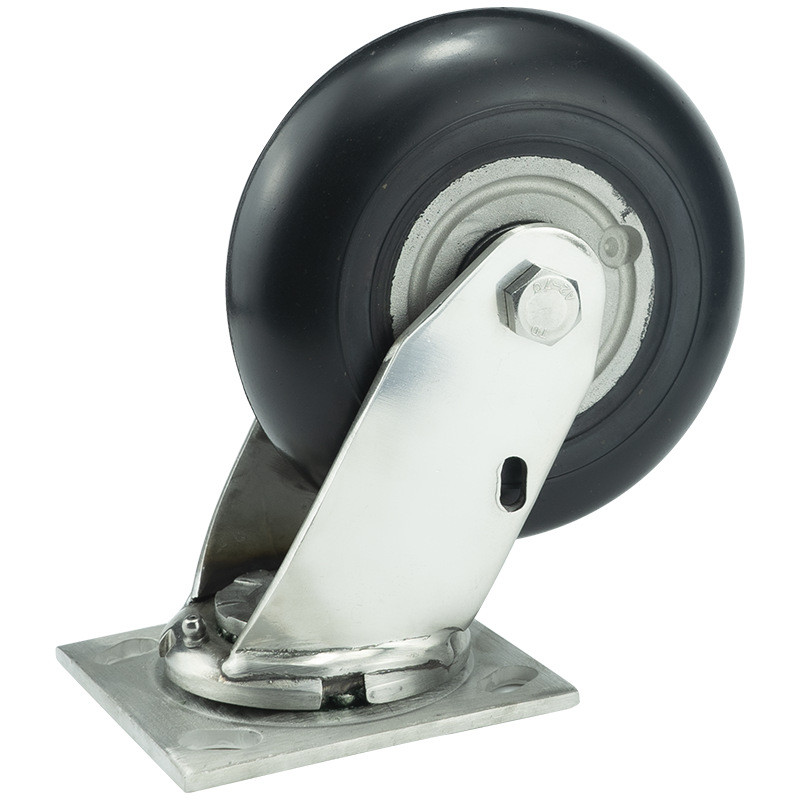 脚轮弹铝芯橡胶4寸5寸6寸8寸正宗304不锈钢高万向推车耐腐蚀轮子