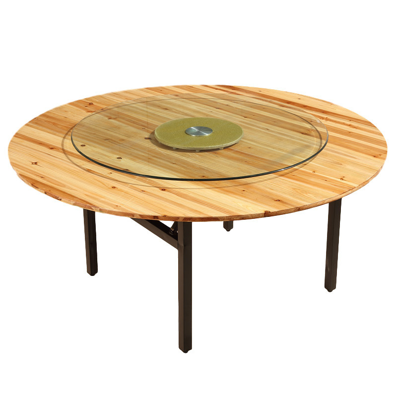 批发实木酒店大圆桌15人饭店宴会杉木圆桌面餐桌12人餐厅家用折叠