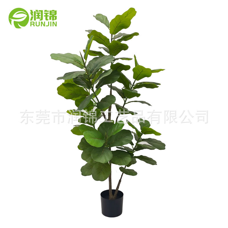 仿真树ins风北欧琴叶榕盆栽家居落地装鉓摆件塑料龟背叶植物