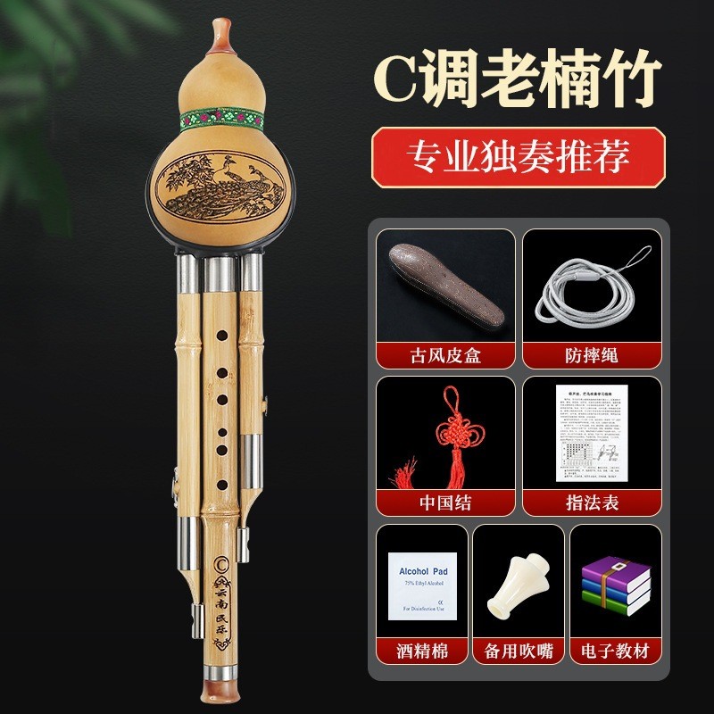 紫竹葫芦丝c调小学生用专业演奏型调降b儿童初学者防摔胡芦丝乐器