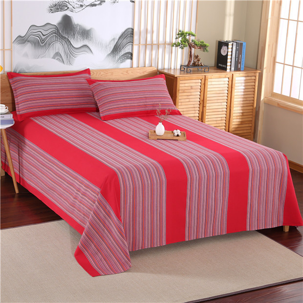2toe睡单裸睡三件厚款老粗布条纹格子不褶皱老试床单床单单件