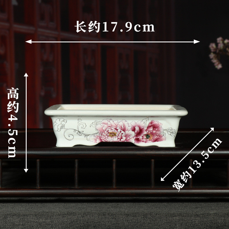 宜兴彩绘紫砂花盆创意复古加厚釉层桌面文竹多肉盆景装饰yzch26