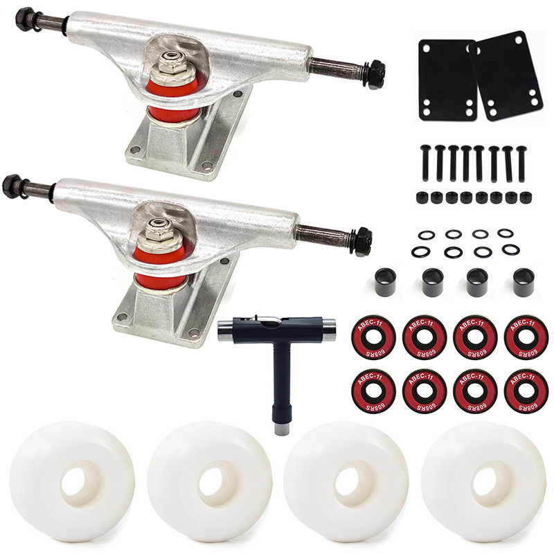 四轮滑板5.25inch英寸支架镂空中柱单空5232白轮pu101a铬钢轴承