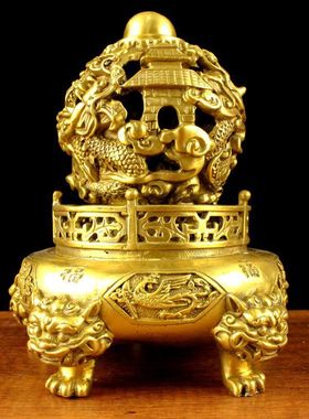 纯黄铜九转乾坤摆件时来可旋转吉祥工艺品礼品摆件