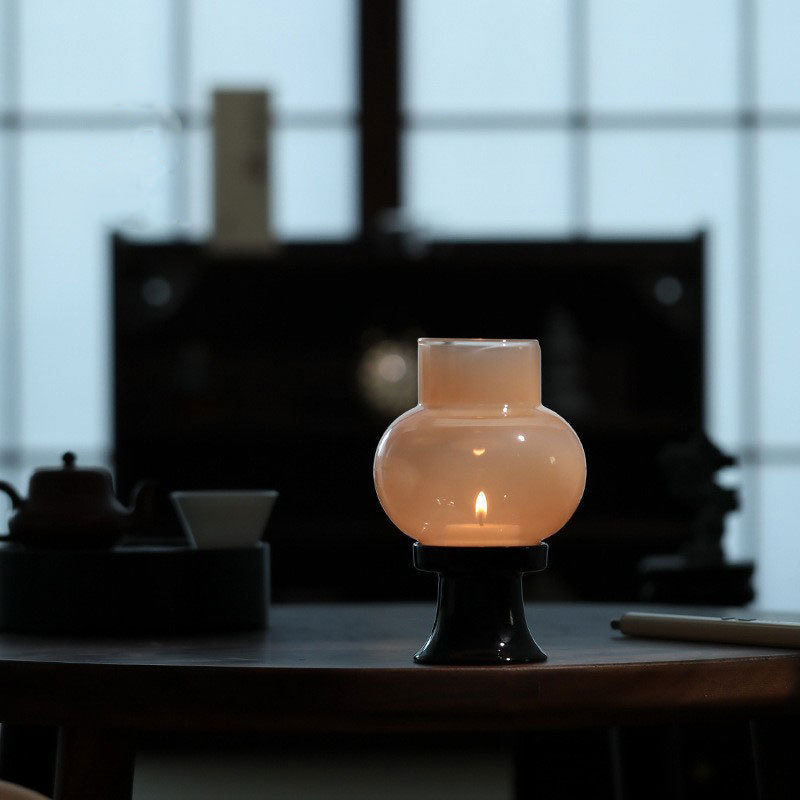 寻器茶话古风家用熏香蜡烛烛台中式禅意仿古灯罩摆件氛围灯茶室