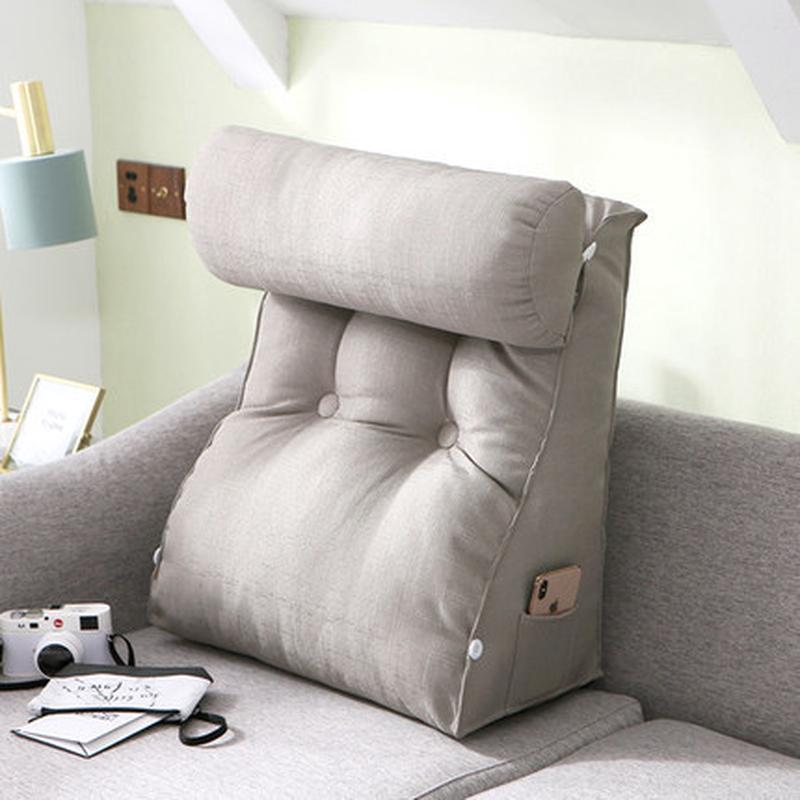 北欧简约风可调节护腰靠垫多功能腰靠床头亚麻靠枕飘窗款沙发靠背