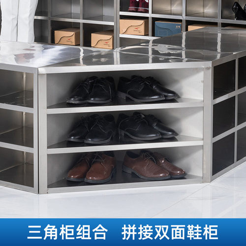 304不锈钢边食品厂实验室无尘净化车间圆弧鞋柜单双面员工换鞋凳