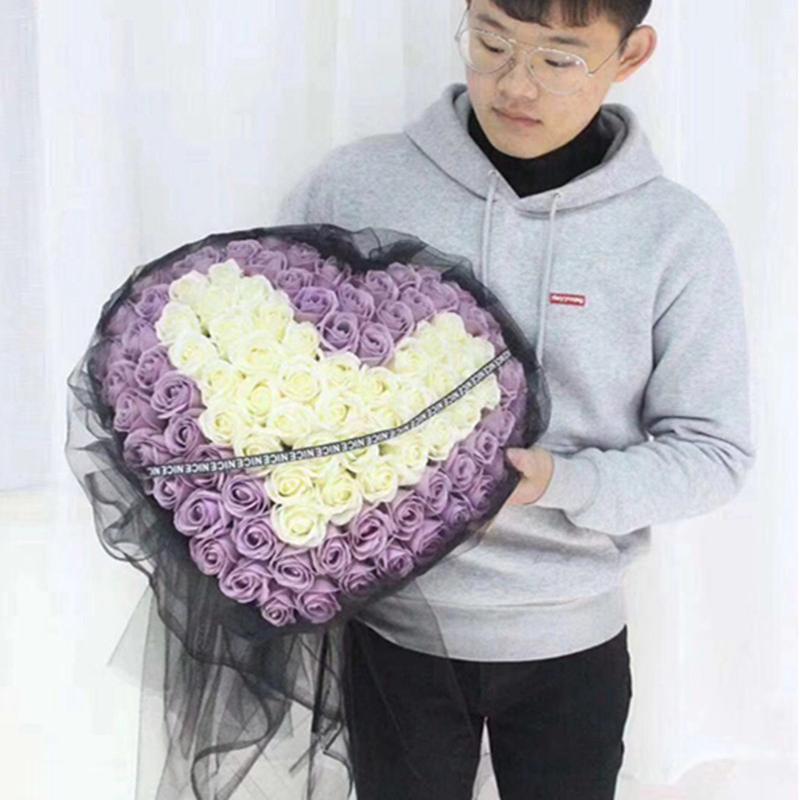 心玫瑰花99朵玫瑰花女神节爱心型热销红色心形送女友情人节花束