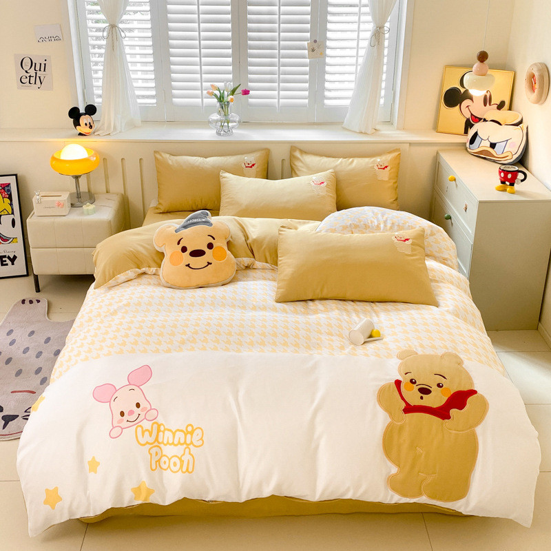 2024床上三件套床上四件套新款儿童男孩女孩卡通床单被套夏季冰丝