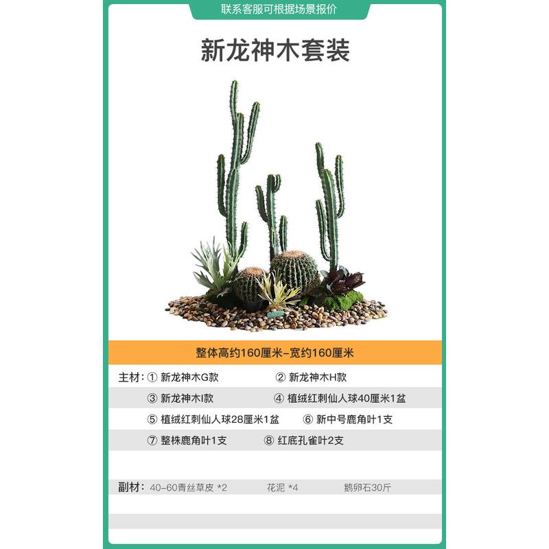 仿真仙人掌沙生门店植物造景搭配龙神柱风格堆景店铺装饰摆件