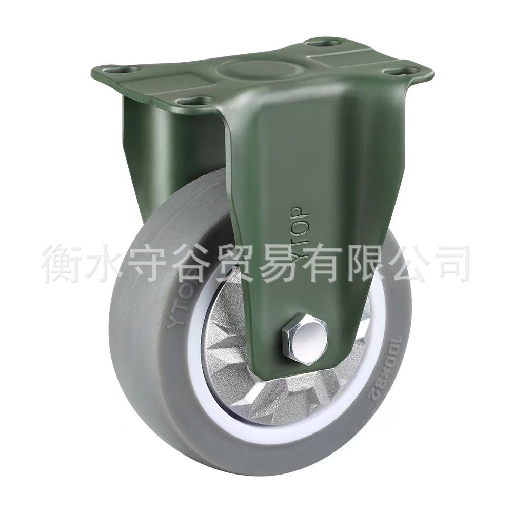 热销21h橡胶脚轮工业胶带橡刹车轮脚轮平板推车灰胶脚轮锰钢万向