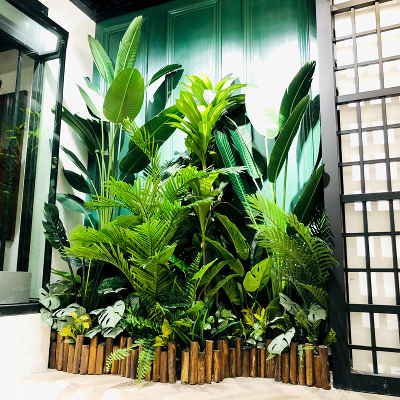 大型仿真绿植造景植物露营室内墙角楼梯间景观假植物橱窗家居装饰