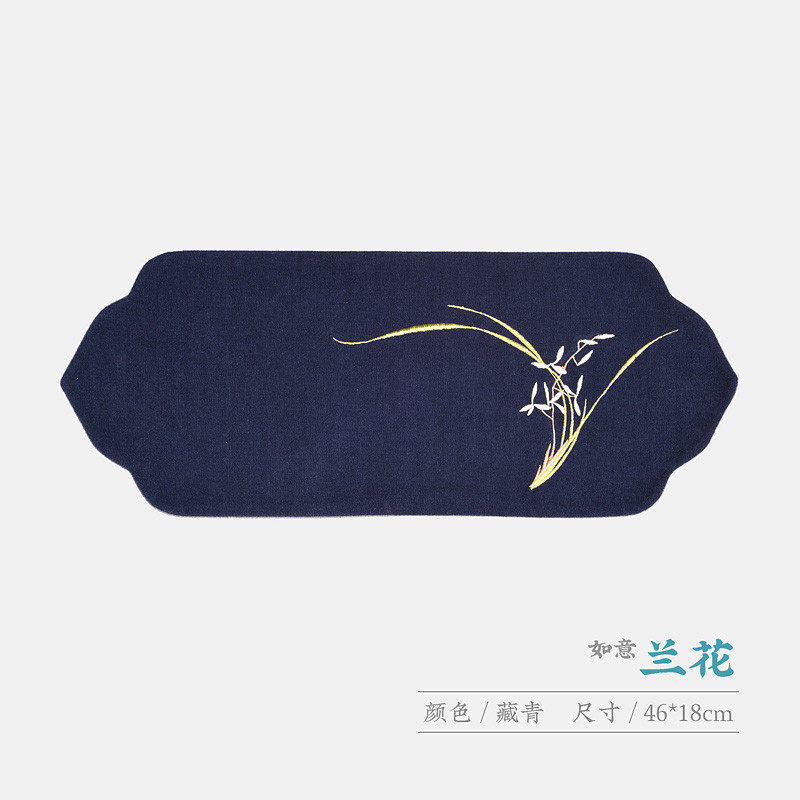 s588如意小茶席麻布禅意布艺刺绣杯垫棉麻中式干泡茶桌垫布茶道字