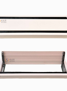 欧特斯办公桌铝合金双开孔线盒电脑台穿线缓冲盖桌面带毛刷穿线盒