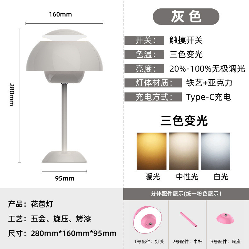 创意设计卧室ins风餐桌led氛围小夜灯床头高级感结婚礼品装饰台灯