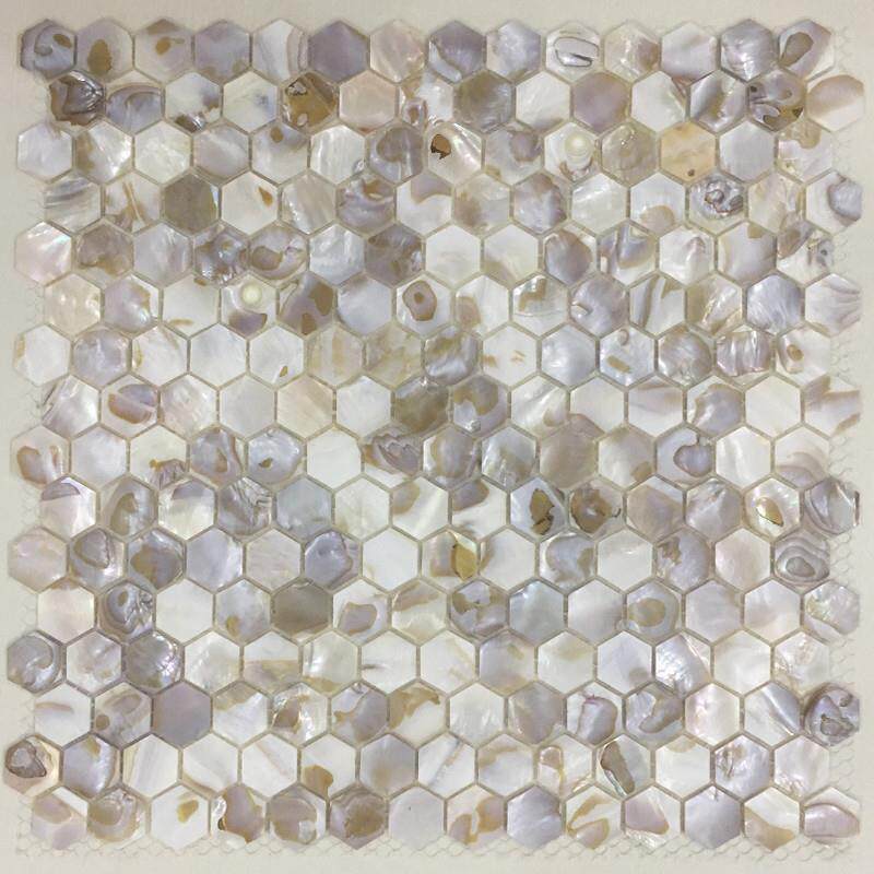 贝壳马赛克背景墙六边形密拼瓷砖酒店客厅厨房玄关简约家装装饰