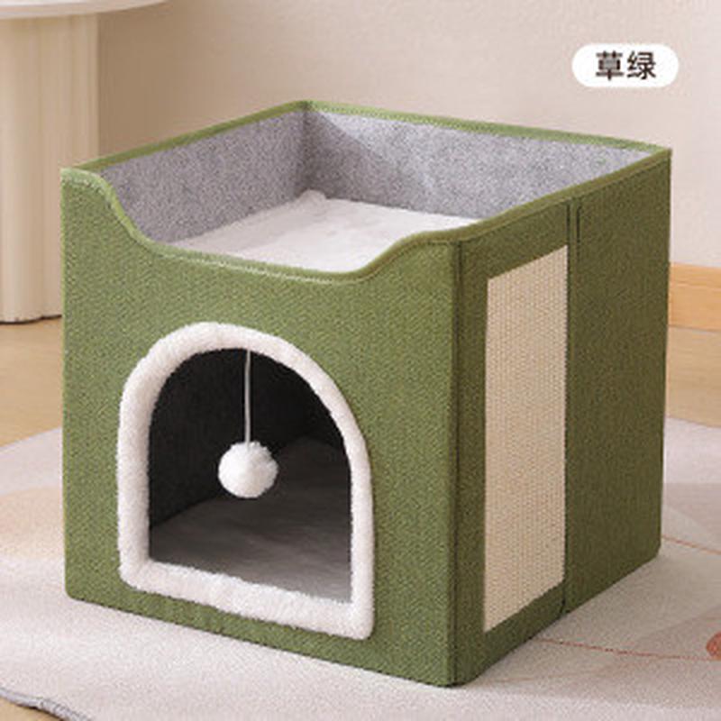 宠物用品新款可折叠双层四季通用爪保暖半封闭磨猫窝猫窝