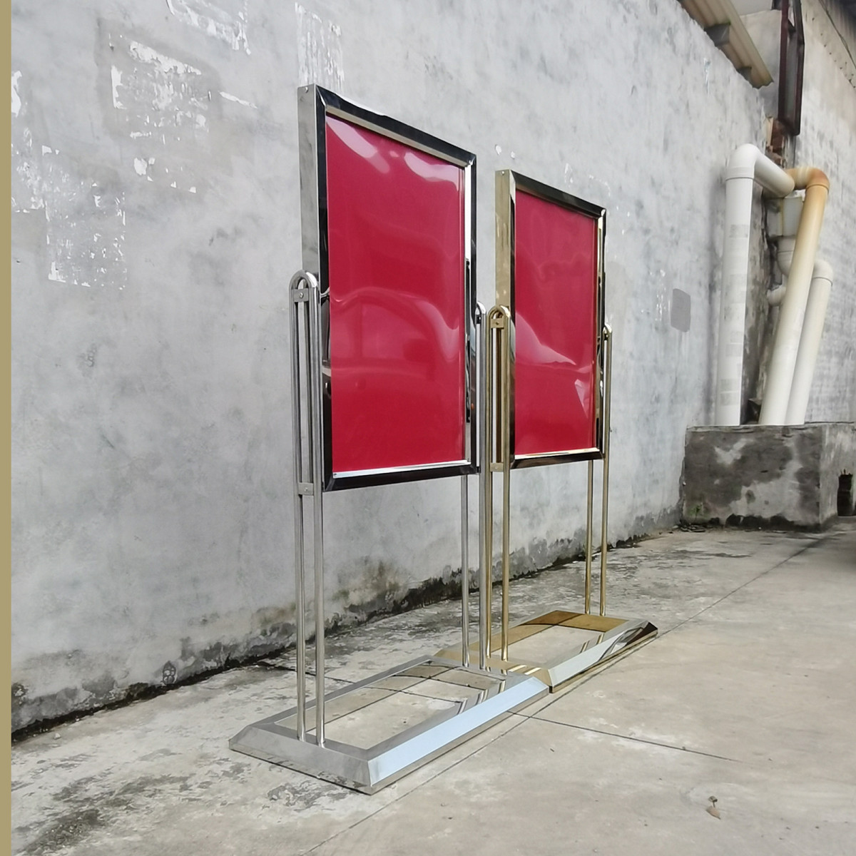 批发酒店展示海报架地双面旋转指示牌立式宣传栏水牌不锈钢广告牌