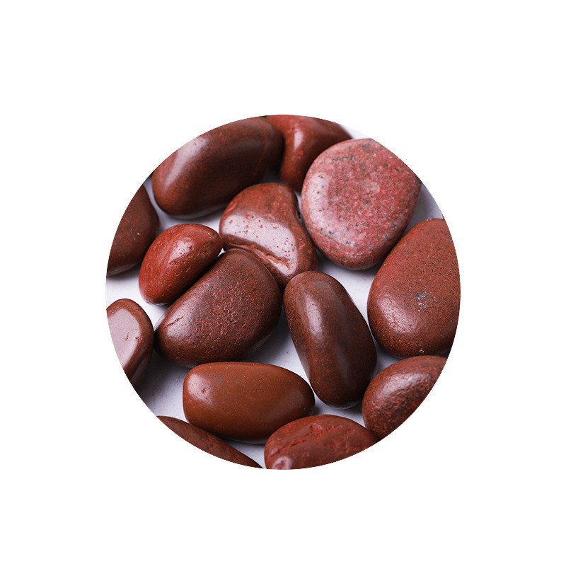 雨花石抛光鹅卵石厂家批发工程铺路园艺造景亮光红色水池垫底石头