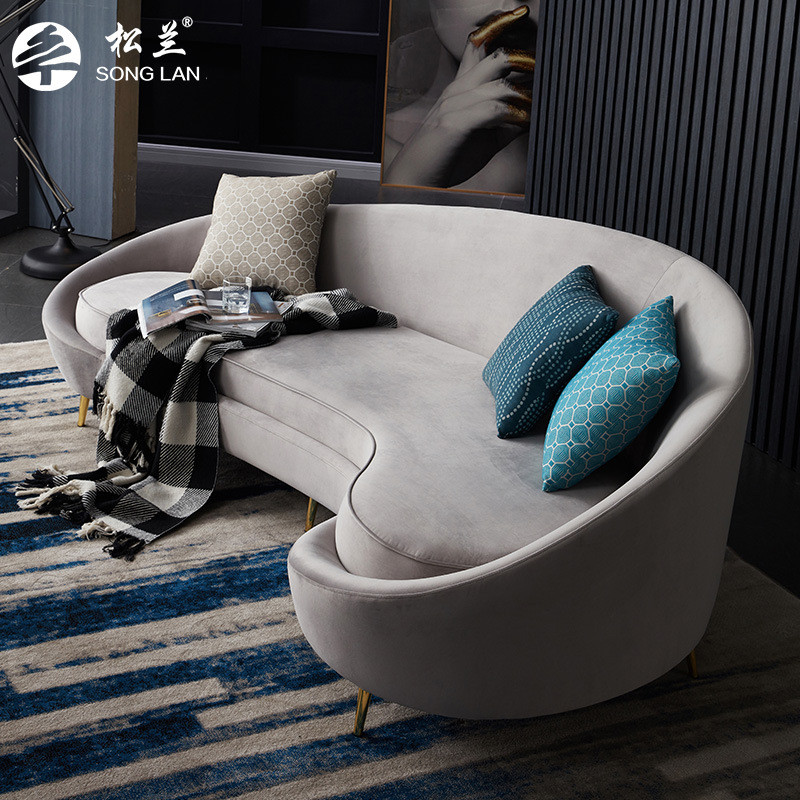 松兰北欧月亮沙发设计师创意家具弧形沙发后现代酒店异形布艺沙发