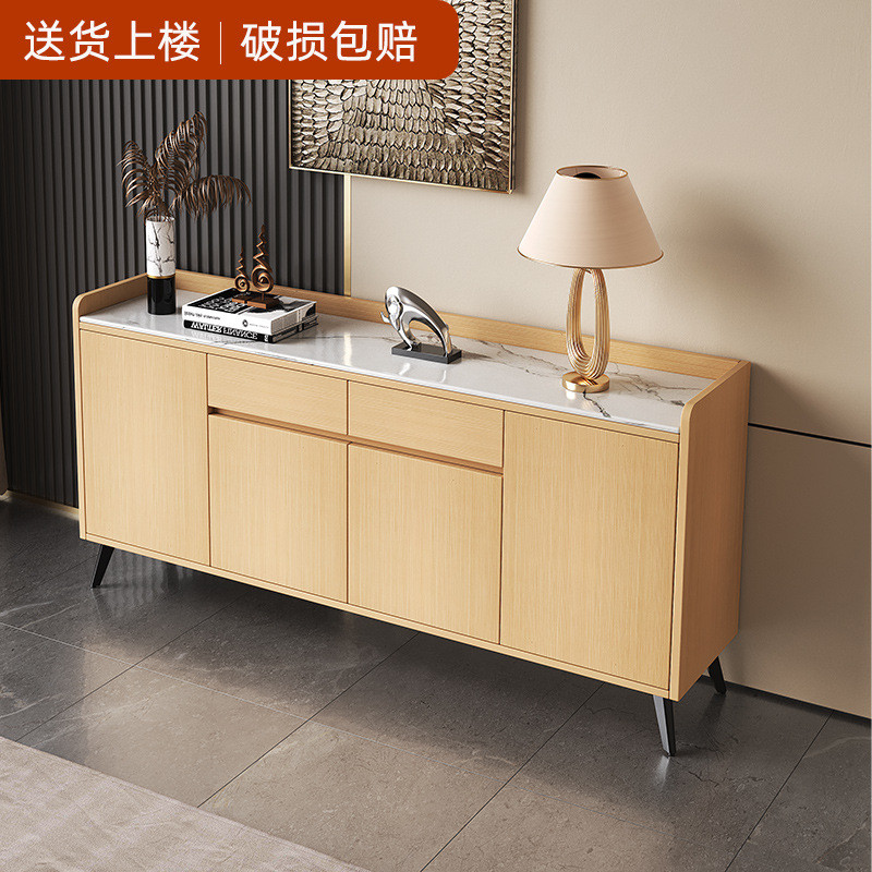 岩石餐边柜北欧茶水柜客厅创意储物柜餐厅碗柜多功能推拉门收纳柜