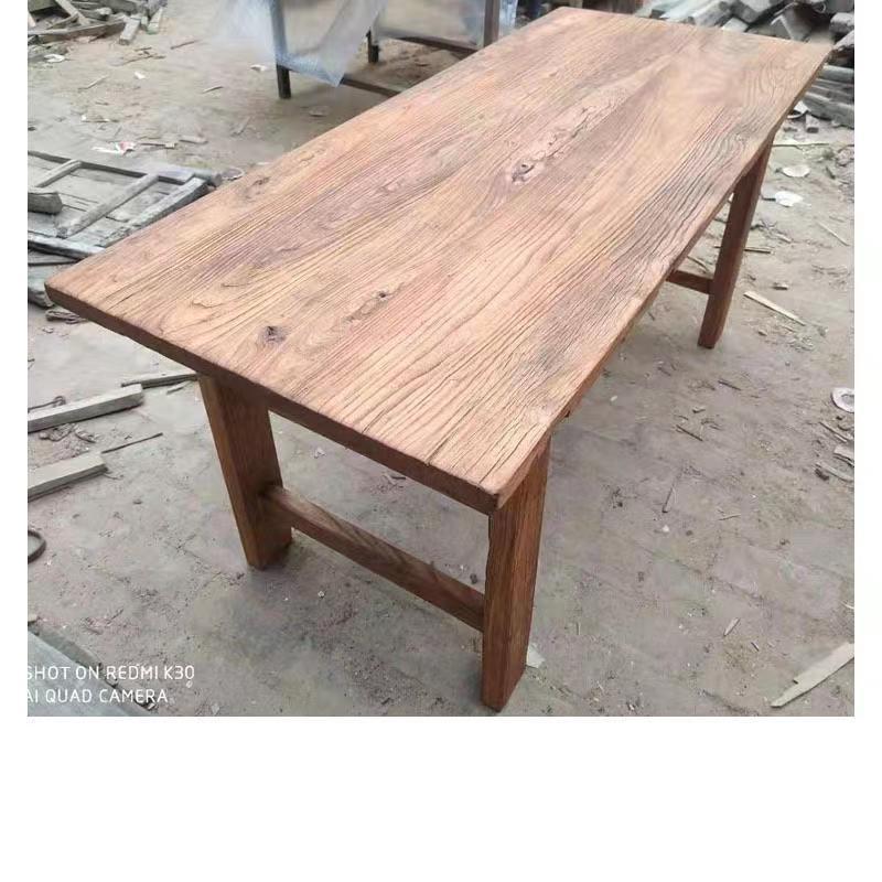 榆木桌旧木板老原木桌子风化板复古怀旧民宿吧台茶桌茶台桌