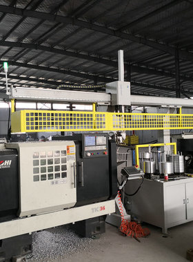 hc2.h一拖二中重型液压卧式多台桁架自动化生产上下料机械手联机