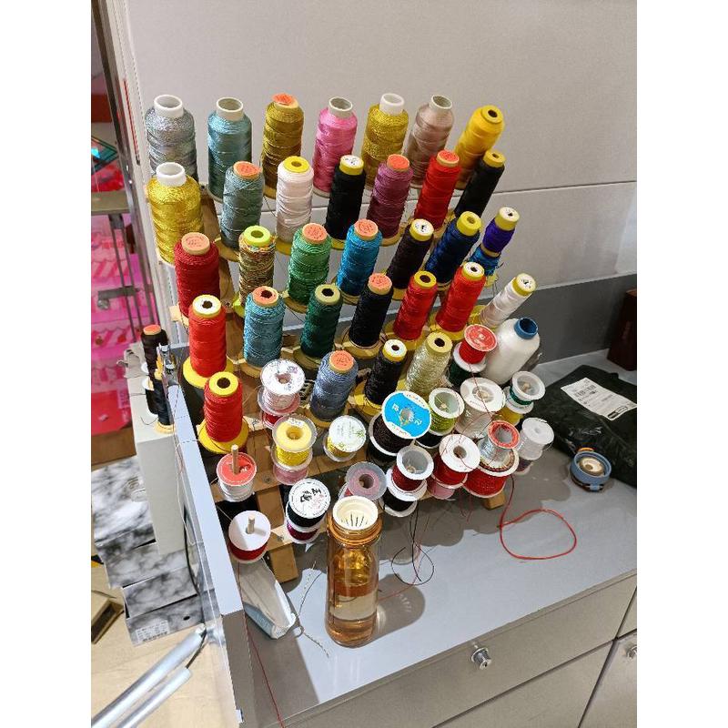 服装厂线架实木线架收纳架缝纫工厂服装店120线放置走直通式托架