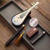 中式 紫光檀琵琶卧香炉家用沉香熏香炉创意伴手礼 听音盘香炉套装