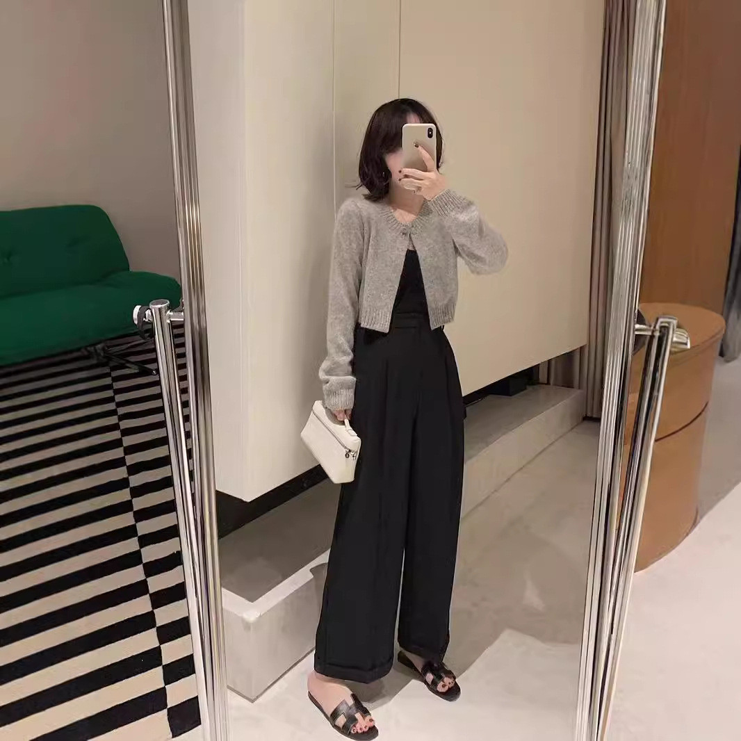 名媛风气质短款羊毛针织开衫女春秋配裙子小个子毛衣外套羊毛上衣