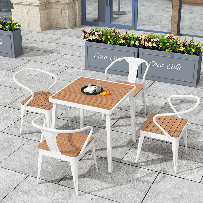 热销户外茶桌椅休闲室外防腐木塑木庭院花园露天露台网红别墅简约
