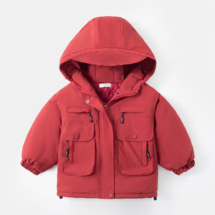 宝宝网红洋气潮外套外穿 新款 婴幼儿男童红色加厚潮童2 3岁秋季
