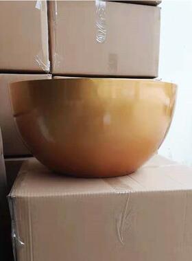 简约玻璃钢圆碗型家居盆公司前台插花金色客厅酒店大厅花艺摆件