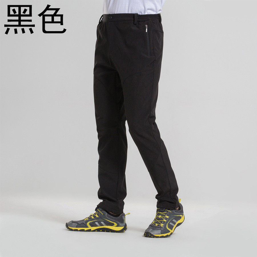 秋冬款软壳冲锋裤男女款加厚保暖抓裤防水防风户外运动登山绒裤