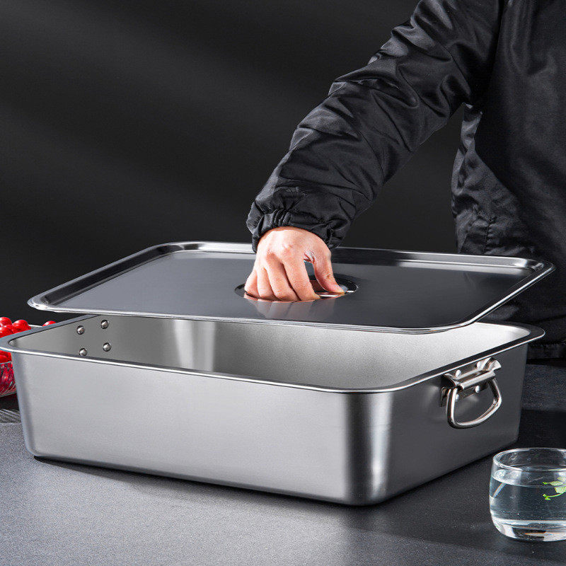 特厚不锈钢方盆长方形方盘带把手商用大号餐盆带提手猫砂盆炸锅盆,家装主材,台上艺术碗盆,淘宝优惠券,粉丝福利购,淘宝优惠卷