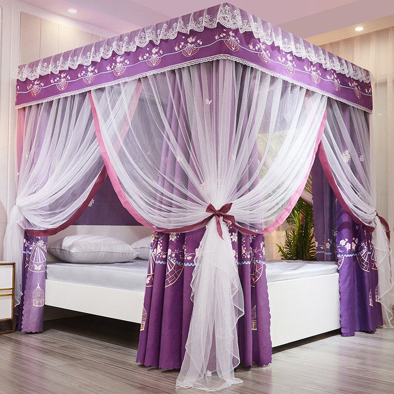 alj6遮光床帘家用卧室床围挡布蚊帐一体式加厚保暖落地床幔支架全,床上用品,蚊帐,淘宝优惠券,粉丝福利购,淘宝优惠卷