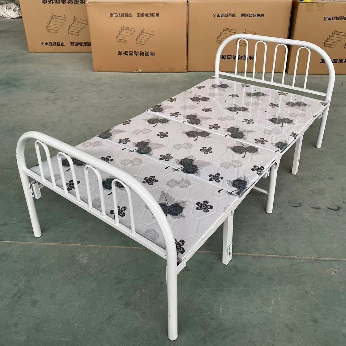 厂家简易床折叠床1米五家用出租铁艺双人床免安装公寓单人床1米2