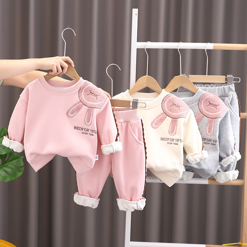 童装秋季新款女童婴幼儿宝宝童套装加绒卫衣长袖套装两件套潮