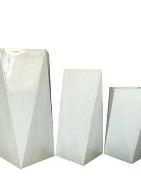 时尚复古立体落地水泥色花瓶酒店商场欧式简约菱形花器三合一套装