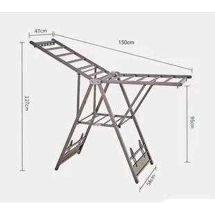 室内落地式晾衣架铝合金户外衣服被子收纳可移动折叠翼型晾晒衣架