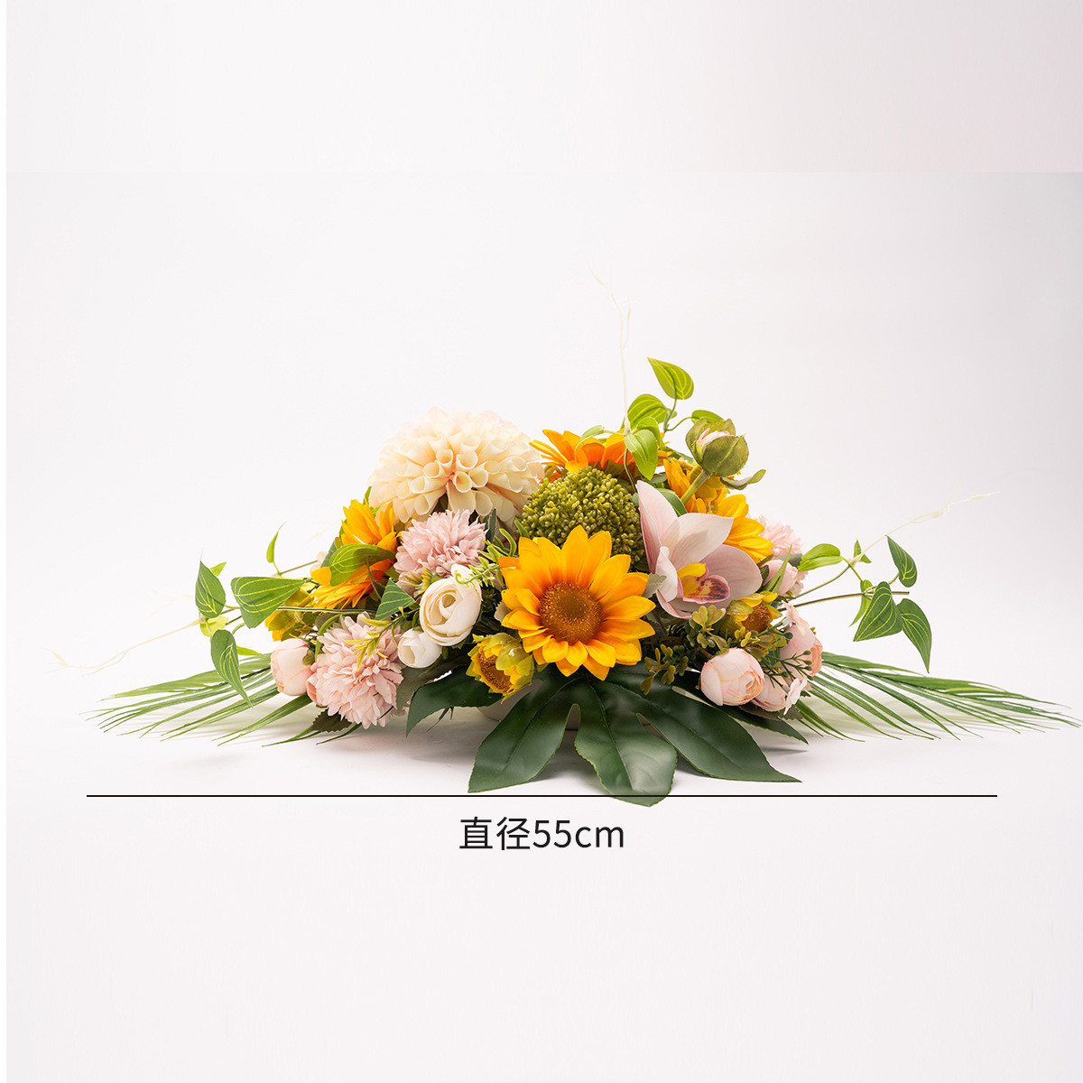 装饰大圆餐桌转盘中间酒店摆花桌花生日宴会花艺会议室桌面仿真花