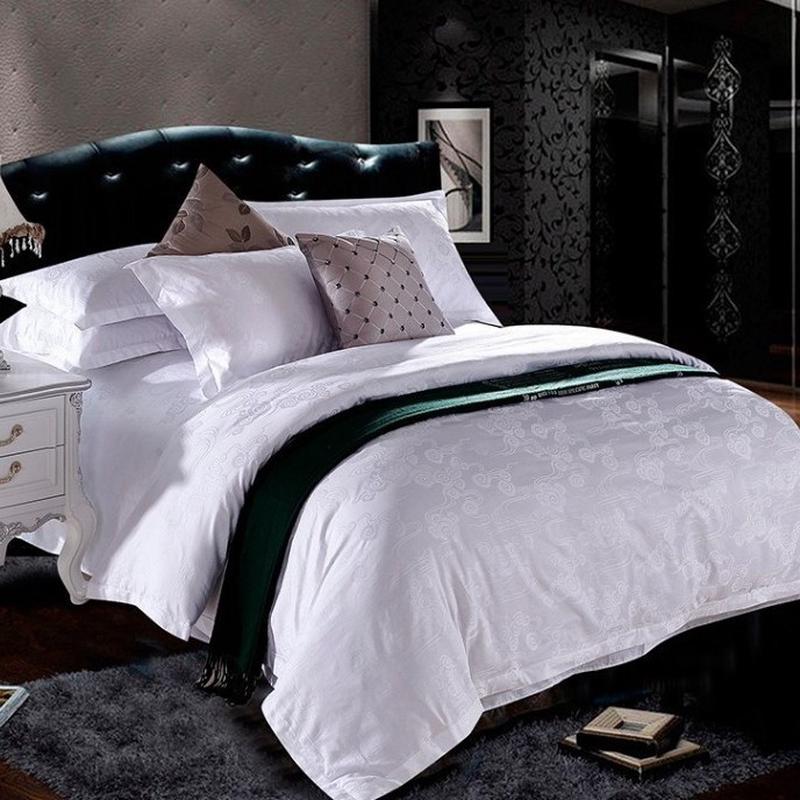 五星酒店祥云草棉宾馆客房床上用品棉布花贡缎面料四件套