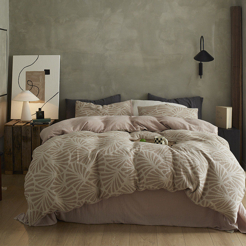 日式简约全棉蓬松柔软纱三层四件套波点菱格色织提花水洗床笠,床上用品,床品套件/四件套/多件套,淘宝优惠券,粉丝福利购,淘宝优惠卷