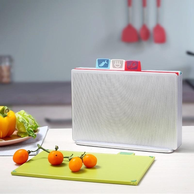 热销4色分类塑料菜板套装厨房切菜板家用双面可用生熟分离菜板