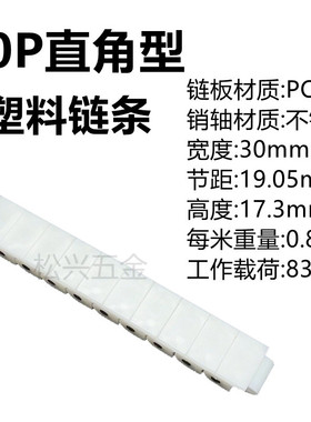 白色rs60p传动链条60p链条下料机用拖链pom上白色龙骨链