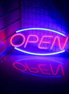 热款 背板led霓虹灯open广告牌椭圆25*48cm 霓虹灯亚克力透明