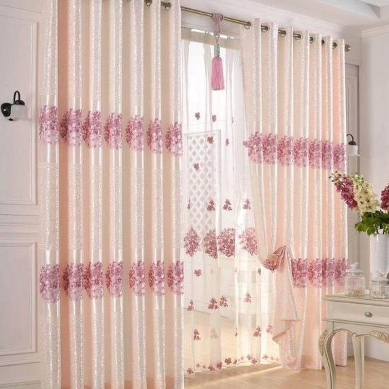 热销成品绣花窗帘布料粉色公主闺房简约欧式遮光客厅卧室落地飘窗,居家布艺,成品窗帘,淘宝优惠券,粉丝福利购,淘宝优惠卷