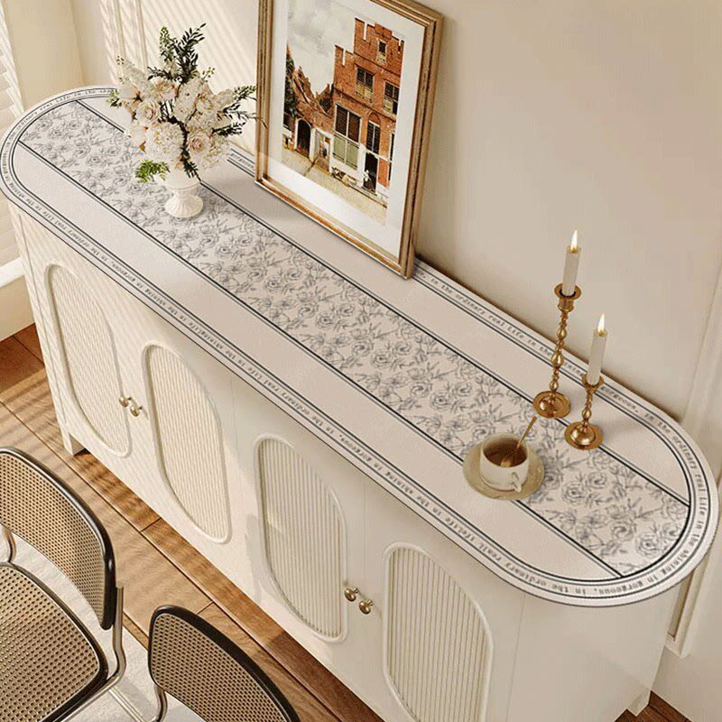 椭圆形电视柜桌垫鞋柜皮革台面保护垫子玄关餐边柜垫圆角弧形长条