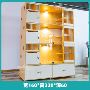 猫笼子实木猫别墅展示柜笼子宠物店玻璃柜三层家用寄养笼猫窝猫屋